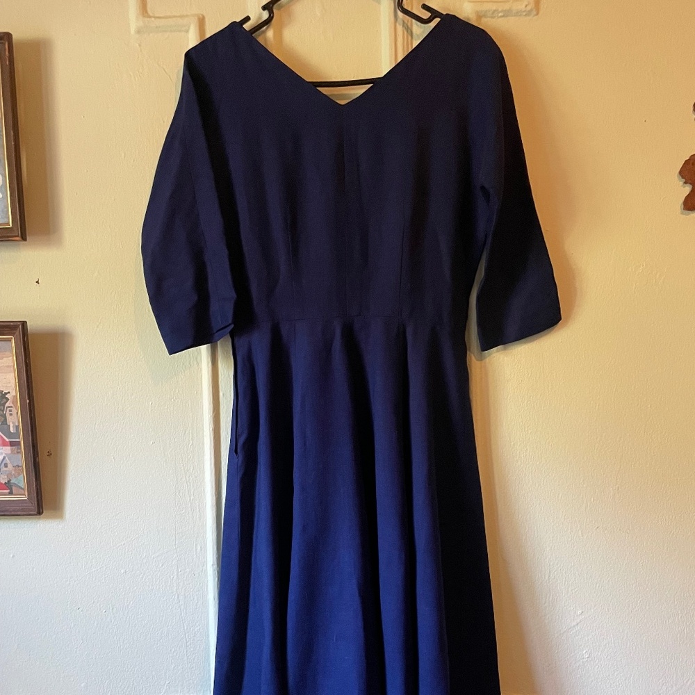 Blue dress with lace up back